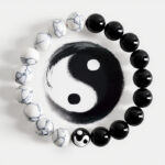 Buddha Stones Liuli Glass Bead Yin Yang Balance Round Bead Bracelet