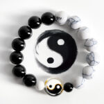 Buddha Stones Liuli Glass Flat Bead Yin Yang Balance Round Bead Bracelet