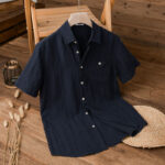 Buddha Stones Summer Casual Minimalist Patch Pocket Solid Men's Short Sleeve Shirts