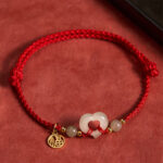 Buddha Stones Hetian Jade Heart Ring Fu Character Protection Bracelet