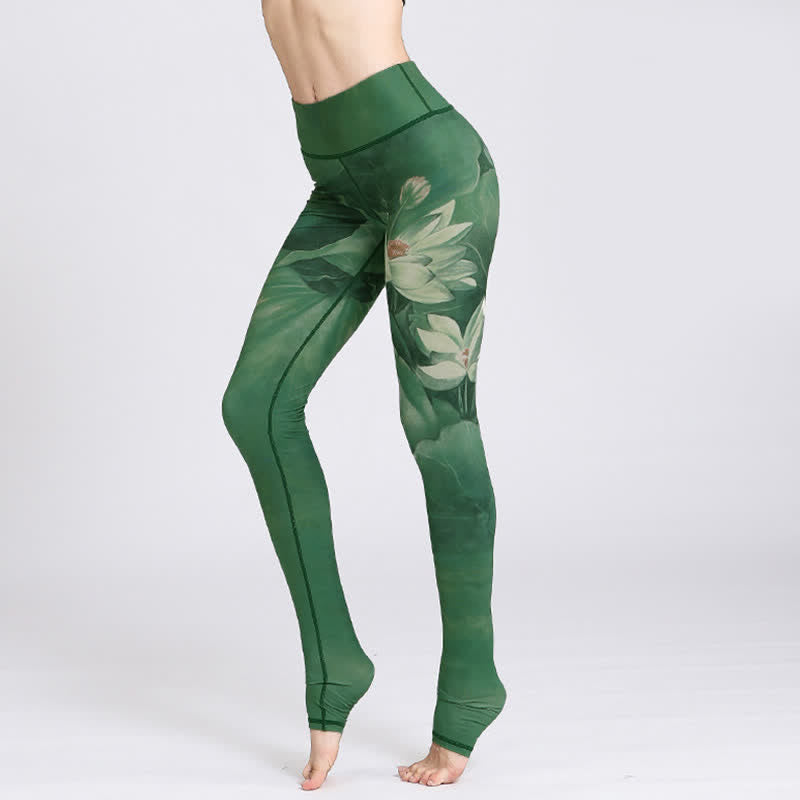 1781766148 Buddha Stones Lotus Flower Print Design Pants Sports Fitness Yoga Leggings Women's Yoga Pants - Image 1