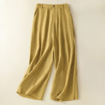 Buddha Stones Summer Casual Minimalist Button-Up Zipper Solid Ankle Pants Women's Wide Leg Pants With Pockets