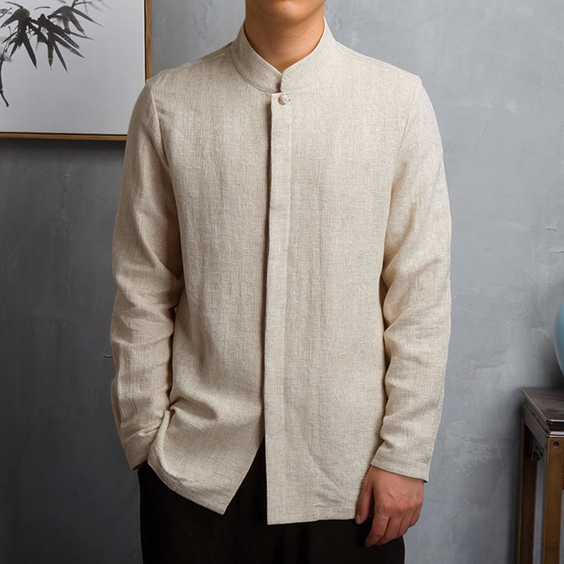 Buddha Stones Solid Color Chinese Tang Suit Jacket Men Clothing
