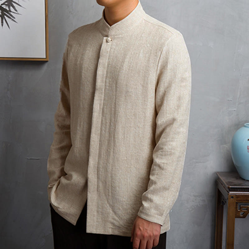 Buddha Stones Solid Color Chinese Tang Suit Jacket Men Clothing