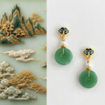 Buddha Stones Green Liuli Round Peace Buckle Fortune Dangle Earrings