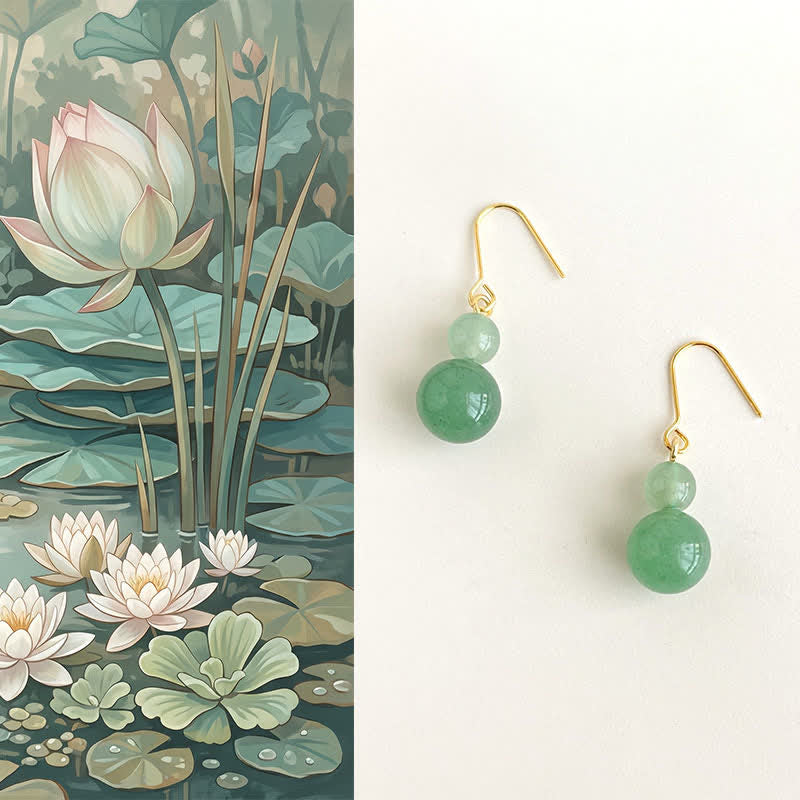 Buddha Stones Green Aventurine Luck Drop Earrings