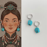 Buddha Stones Handmade Synthetic Turquoise Protection Tibetan Hoop Earrings