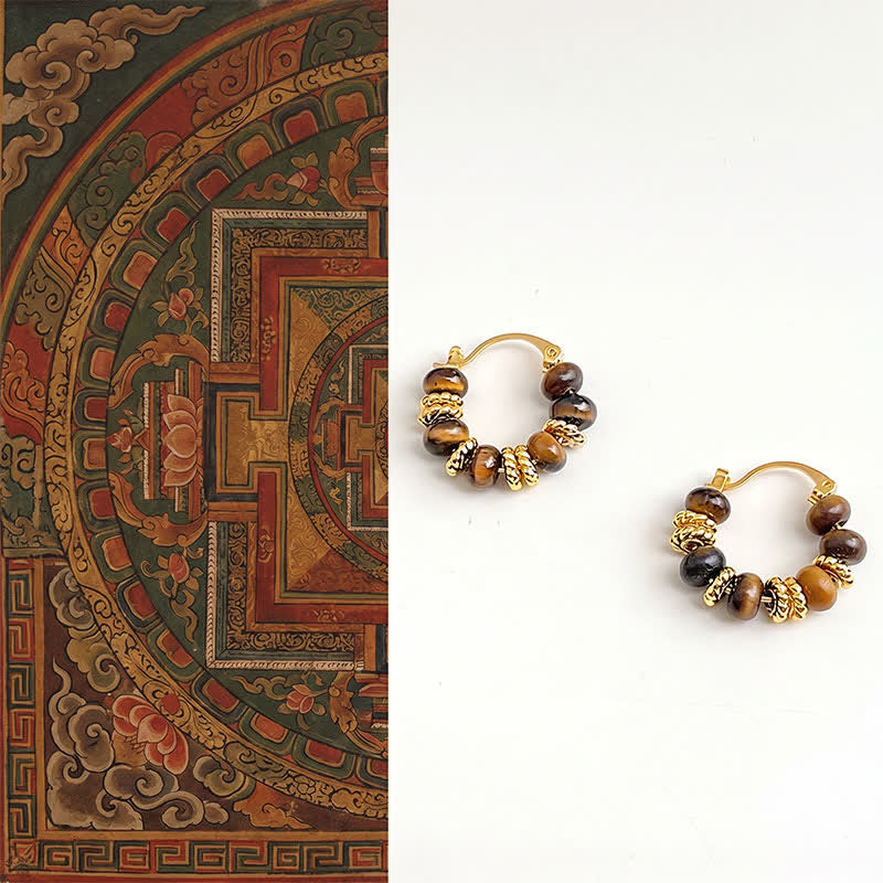 Buddha Stones Natural Tiger Eye Courage Earrings