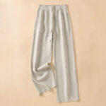 Buddha Stones Summer Casual Minimalist Drawstring Solid Ankle Pants Women's Straight Leg Pants With Pocket
