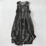 Buddha Stones Summer Casual Bandana Paisley Floral Pattern Women's Summer Sleeveless Midi Dress With Pockets