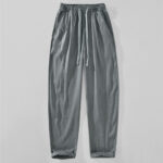 Buddha Stones Spring Summer Casual Minimalist Drawstring Solid Ankle Pants Men's Tapered Pants With Pockets