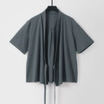 Buddha Stones Summer Casual Minimalist Short Sleeve Solid Lace-up Open Front Cotton Linen Men's Kimono