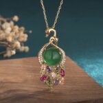 Buddha Stones Cyan Jade Success Necklace Chain Pendant