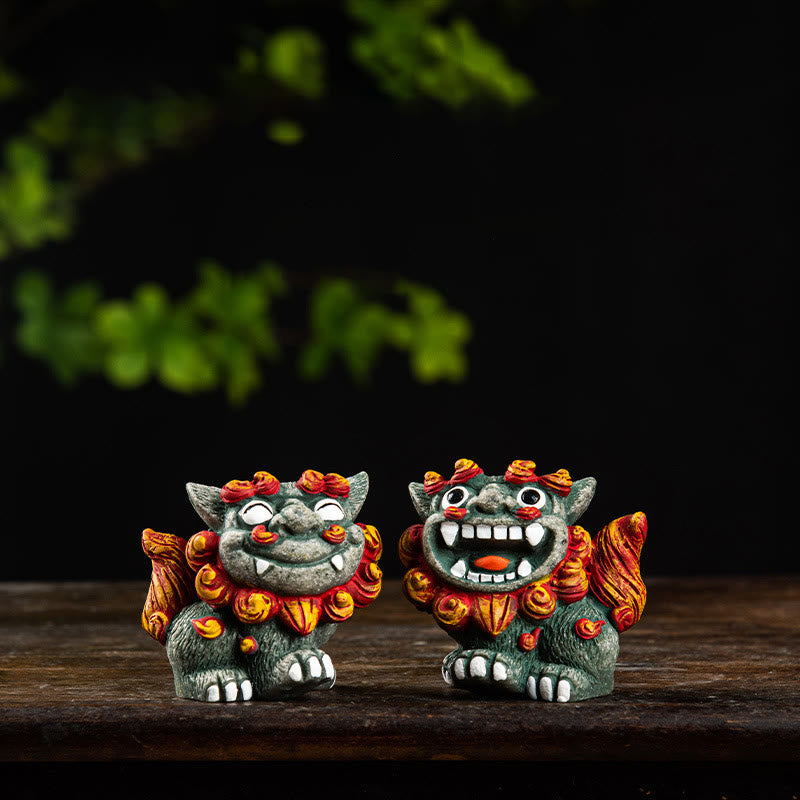 25a6000933b7c6505cc7388a3d3e9d99_2cb95775-d5ac-4b99-bac5-5aa18cb7fabe Buddha Stones Small Pair of Lion Fu Foo Dogs Ward Off Evil Protection Home Resin Decoration (Extra 30% Off | USE CODE: FS30) - Image 1