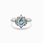 Buddha Stones 925 Sterling Silver Lotus Zircon Blessing Protection Ring