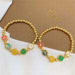 Buddha Stones Tibetan Five God Of Wealth Copper Beads Luck Bracelet