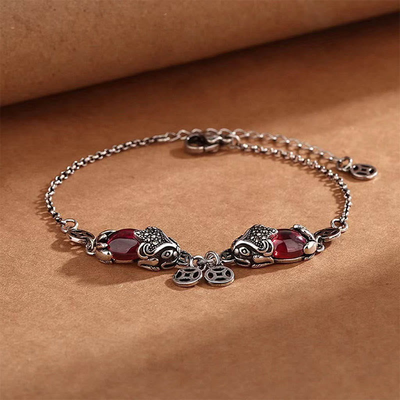 30e6a15d5c506bbf06c0f99b49d21202_4bee993c-4dc7-4f59-a260-81b45a8723b1.jpg Buddha Stones Garnet Double PiXiu Copper Coin Protection Chain Bracelet (Extra 40% Off | USE CODE: FS40)