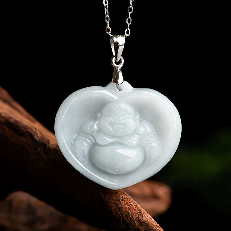 3d5465e7d64861348ac0790e8161316d_e4016955-8360-4f29-801c-d14d6297b536 Buddha Stones Laughing Buddha White Jade Luck Blessing Titanium Steel Chain Necklace Pendant - Image 1