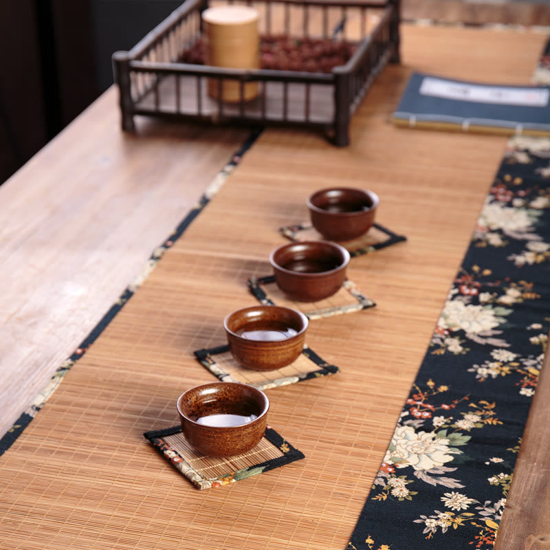 44e8e7bf-b4dc-447d-a5fd-b59d5bf1bf8c.jpg Buddha Stones Vintage Peony Flower Blossom Bamboo Cup Mat Pad Tea Cup Coaster Kung Fu Tea Mat