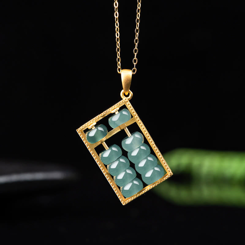 45fff6068473c45092617d8a77c88047_da1196ab-f5ba-4447-9a05-1c55f7f02002.jpg Buddha Stones Natural Jade Abacus Pattern Abundance Titanium Steel Chain Necklace Pendant