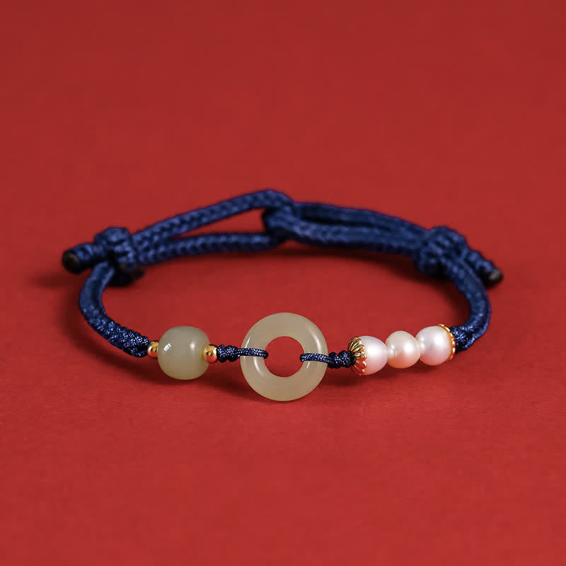 503ea5eee0f58b462af49b2c607e6dc0_cdc6d201-06aa-4ff4-87f2-55a280fcfdb4 Buddha Stones Natural Hetian Jade Pearl Peace Buckle Luck Bracelet (Extra 35% Off | USE CODE: FS35) - Image 1