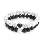 2pcs Natural Frosted Stone White Turquoise Bead Couple Bracelet