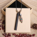 Buddha Stones Tibetan Ebony Wood Dzi Bead Peace Calm Necklace Pendant
