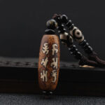 Buddha Stones Tibet Om Mani Padme Hum Dzi Bead Avalokitesvara Pattern Wealth Necklace Pendant