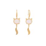 Buddha Stones FengShui White Jade Fox Fortune Earrings