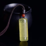 Buddha Stones Heart Sutra Citrine Happiness Strength Necklace Pendant