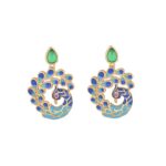Buddha Stones Natural White Peacock Green Agate Fortune Earrings