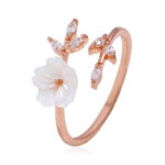 Buddha Stones Plum Blossom Leaf Pattern Copper Luck Ring