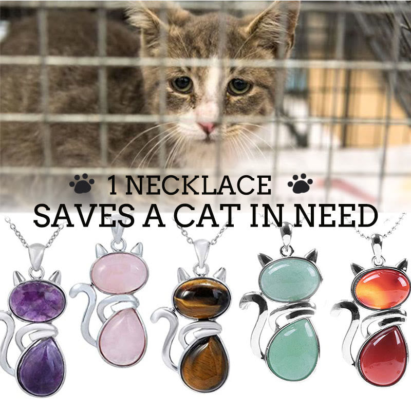 Save A Cat Cute Cat Pattern Pendant Necklace
