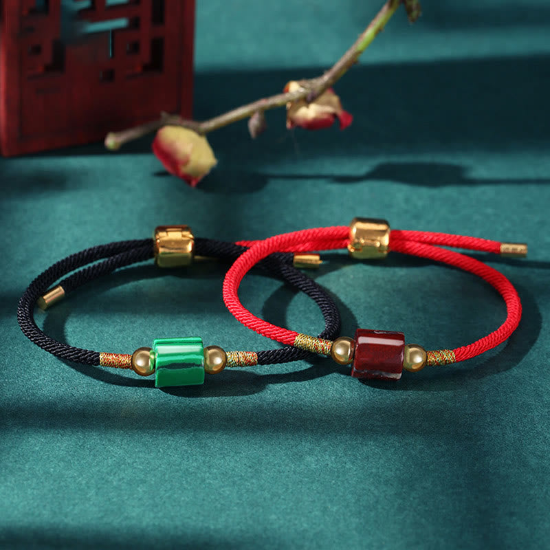 9b879bc8-ca07-4658-a36c-d95bcd2227d7 Buddha Stones Tibet Handmade Green Aventurine Red Stone Malachite Luck Protection Braided Rope Bracelet - Image 1