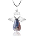 Buddha Stones Little Angel Wings Natural Crystal Luck Necklace Pendant