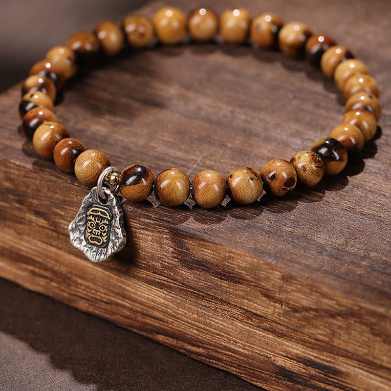 ac233fff00a6d76b5b7364021493c8f5.jpg Buddha Stones 925 Sterling Silver Natural Golden Sea Willow Zakiram Goddess of Wealth Lucky fortune Fu Character Success Bracelet