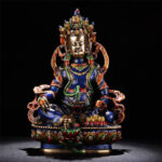 Buddha Stones Yellow Jambhala Bodhisattva Figurine Serenity Copper Statue Decoration