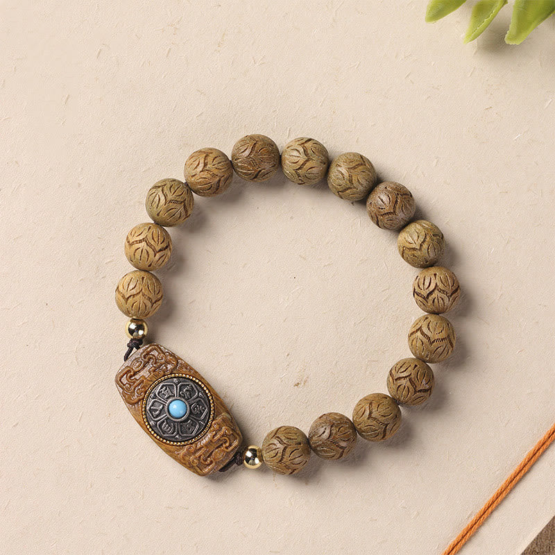 b34275e2-605a-407d-8bc9-cf94bde50bcb Buddha Stones Green Sandalwood Ebony Wood Sandalwood Om Mani Padme Hum Soothing Bracelet - Image 1