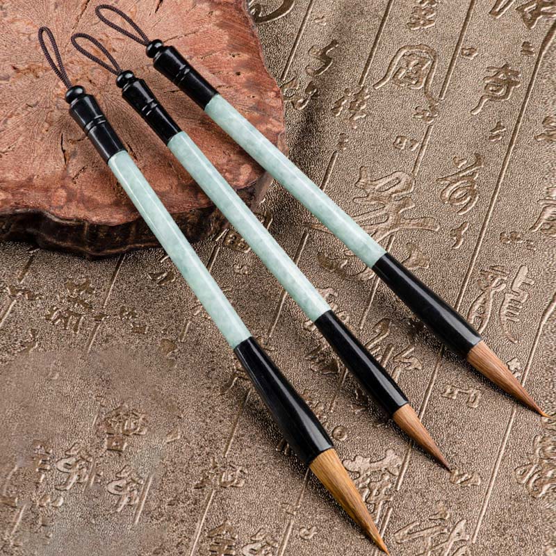 bfa95e0c-d3ed-42b0-a4bb-89c8e0332e00.jpg Buddha Stones Natural Jade Luck Chinese Calligraphy Brush Pen Chinese Writing Brush With Gift Box