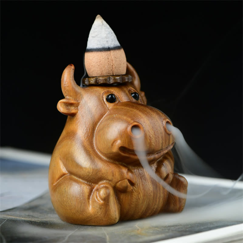 bfd7ef57-f248-485c-952d-57825a3717c5 Buddha Stones Green Sandalwood Cute Calf Pattern Meditation Backflow Incense Burner Decoration - Image 1