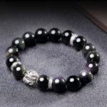 FengShui Natural Rainbow Obsidian PiXiu Blessing Bracelet