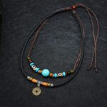 Buddha Stones Turquoise Dzi Bead Protection Necklace