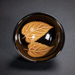 Buddha Stones Gold Maple Leaf Chinese Jianzhan Ceramic Teacup Tenmoku Kung Fu Tea Cup Bowl
