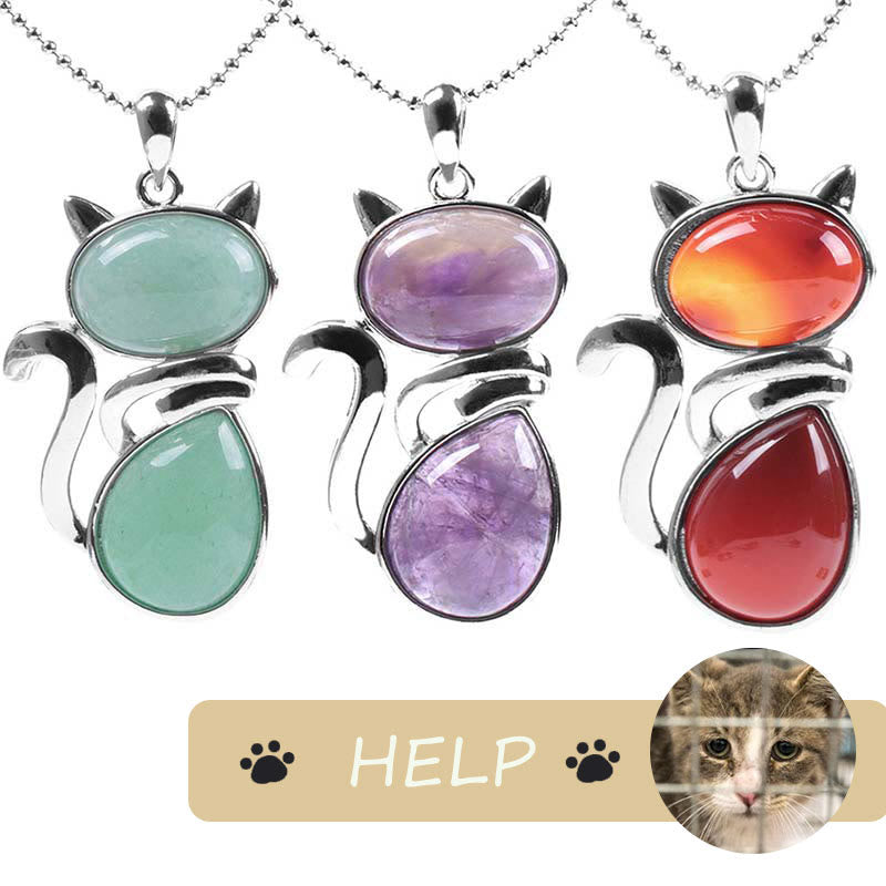 Save A Cat Cute Cat Pattern Pendant Necklace