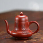 Buddha Stones Vintage Bamboo Peach Blossom Purple Clay Kung Fu Teapot