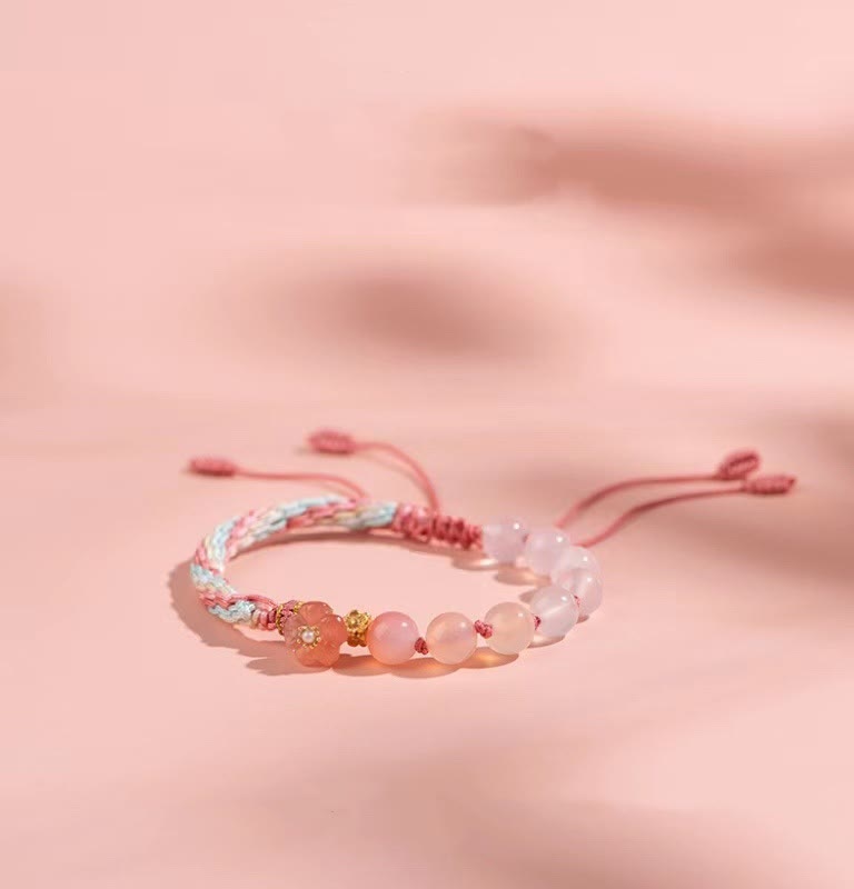 f7a19c1b-26db-4c05-8484-6b1f20e2c5d2 Buddha Stones Natural Gradient Agate Reincarnation Knot Peach Blossom Wealth Luck Handmade String Bracelet - Image 1