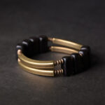 Buddha Stones Tibetan Ebony Wood Brass Copper Balance Double Layer Bracelet